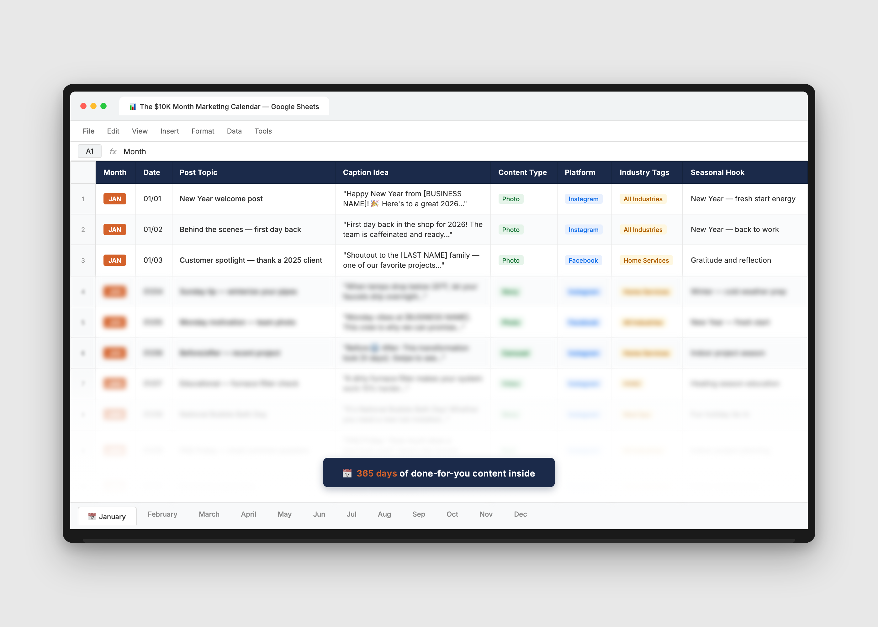The $10K Month Marketing Calendar