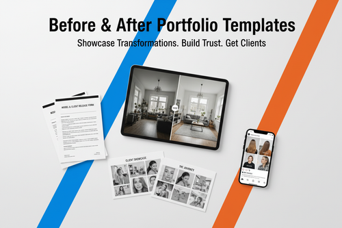 Before & After Portfolio Templates - system for showcasing visual transformations on social media and websites